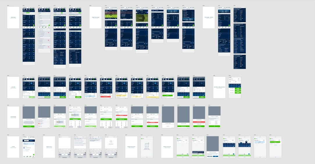 Overview of Prime Sportsbook mobile designs for event browsing, game details and betting flows